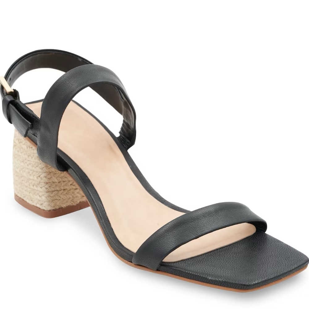 NEW Splendid Keeva Sandal. Black Espadrille Block Heel. Leather.